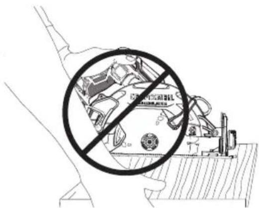 Diagram showing a hand holding a device with a prohibition symbol overlaid, indicating no protection or disapproval.