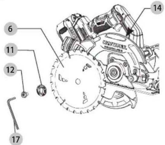 Craftsman CMCS551 - Fixation et retrait de la lame (Fig. A, B) - 1
