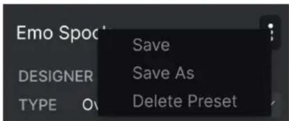 Arturia Dist TUBECULTURE - Menu rapide Preset Info - 1