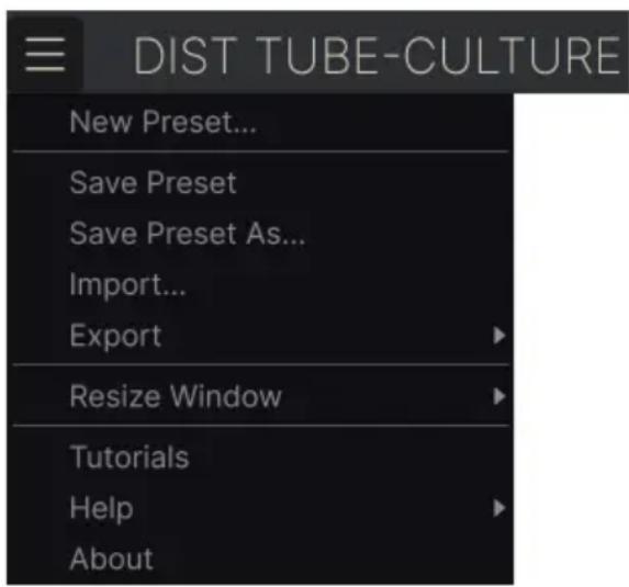 Arturia Dist TUBECULTURE - Menu principal - 1