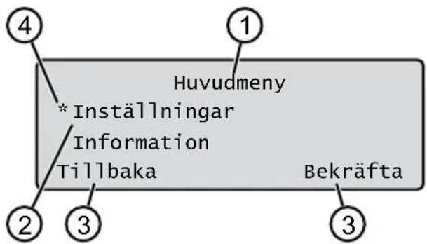 Huvudmeny *Inställningar Information Tillbaka Bekräfta