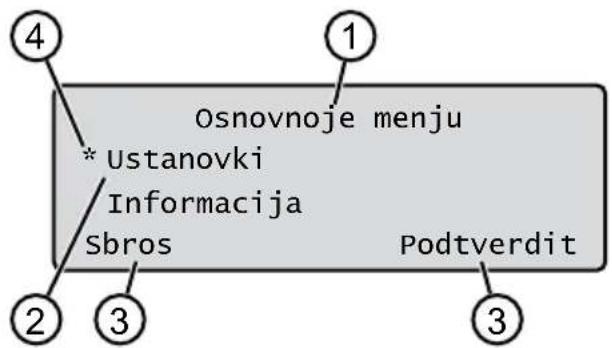 Osnovnoje menju * Ustanovki Informacija Sbros Podtverdit
