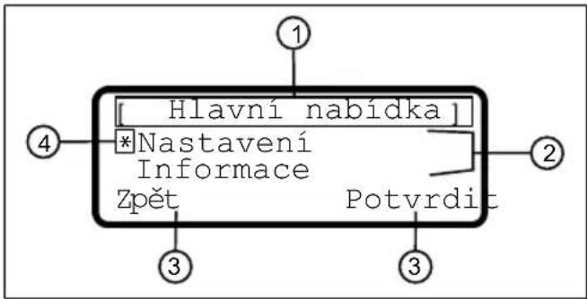 Hlavní nabídka] *Nastavení Informace Zpět Potvrdit