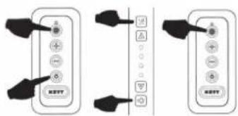 Diagram showing three identical electrical panel buttons with labeled buttons and connectors, likely for wiring or control functions.