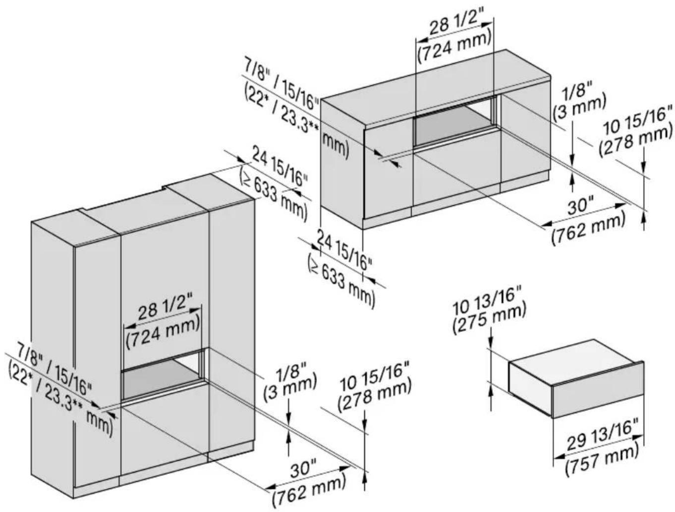 MIELE ESW 7570 - Installation dans un meuble haut ou de base - 1