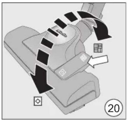 Diagram of a device with directional arrows and labeled components, including a grid and diamond symbols, marked as figure 20.