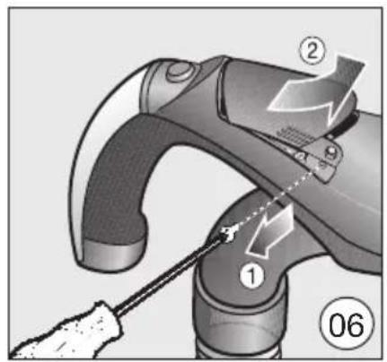 Diagram of a robotic gripper with labeled parts and motion arrows, showing tool path and movement direction