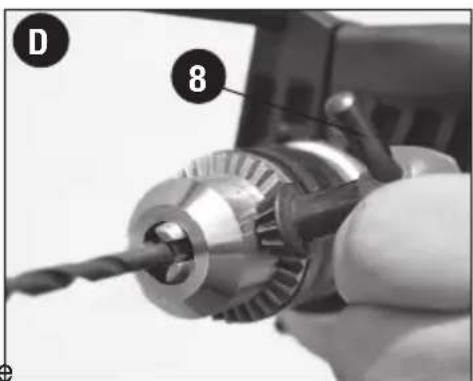 Porter-Cable PCE141 - Inserting a drill bit or other accessory (figure D) - 1