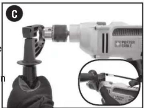 Porter-Cable PCE141 - Attaching the side handle - (figure C) - 1