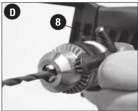 Porter-Cable PCE141 - Insérer une mèche ou un autre accessoire (fig. D) - 1