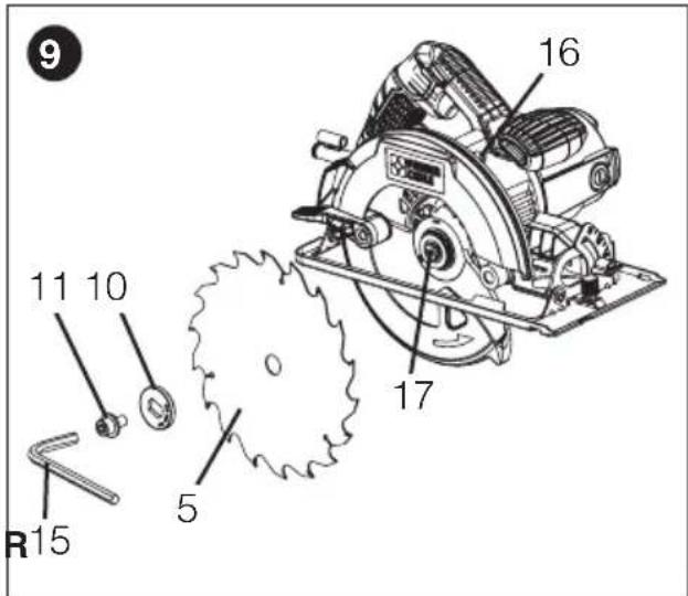 Porter-Cable PCE300 - Installation de la lame (Fig. 9 et 10) - 1
