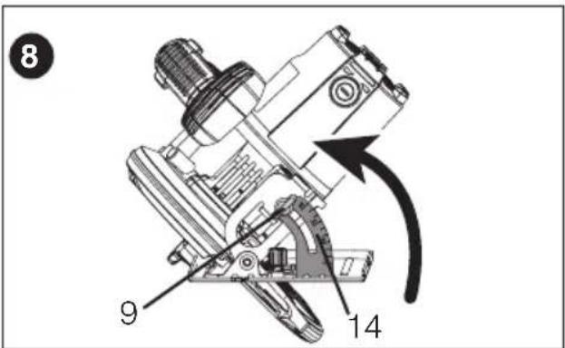 Porter-Cable PCE300 - ADJUSTING THE BEVEL ANGLE (FIG. 8) - 1