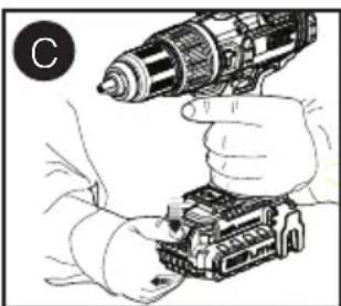 Porter-Cable PCC620B - Instrucciones de operacion Instalacion y extracion del paquete de bacterias de la herramienta - 2