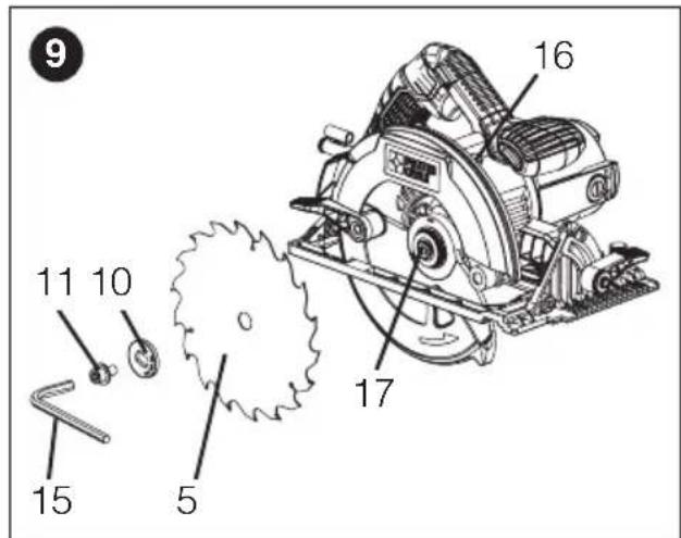 Porter-Cable PCE310 - Installation de la lame (Fig. 9 et 10) - 1