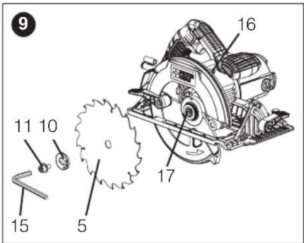 Porter-Cable PCE310 - INSTALLACION DE LA HOJA (FIG. 9 Y 10) - 1