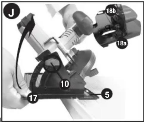 Porter-Cable PCC660 - REGULACION DEL ANGULO DE BISEL (FIGURA J) - 1