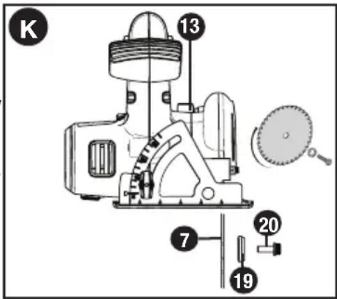 Porter-Cable PCC660 - COLOCACION Y REMOCLON DE LA HOJA (FIG. K, L) - 1