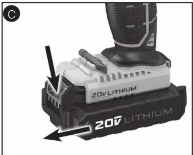 Porter-Cable PCC621 - Operating Instructions Installing and Removing the Battery Pack From the Tool - 2