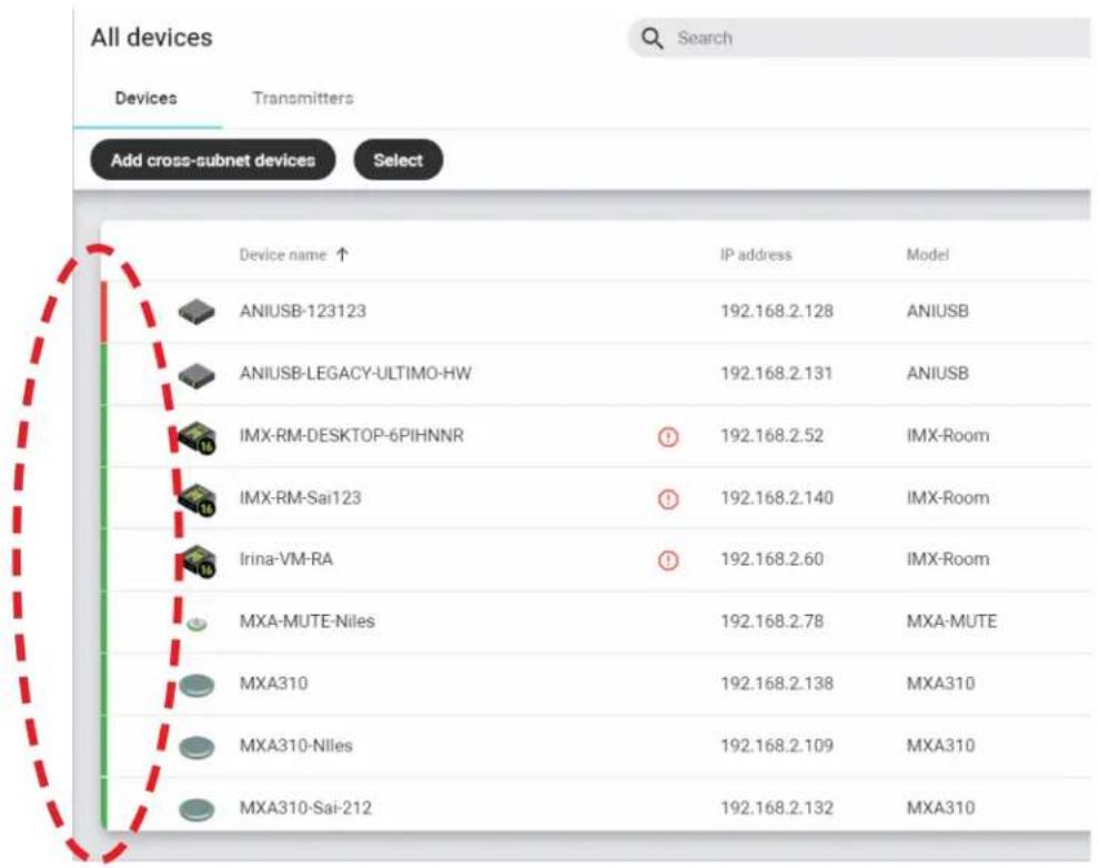 All devices Search Devices Transmitters Add cross-subnet devices Select Device name ↑ IP address-model ANIUSB-123123 192.168.2.128 ANIUSB ANIUSB-LEGACY-ULTIMO-HW 192.168.2.131 ANIUSB IMX-RM-DESKTOP-6PIHNNR ① 192.168.2.52 IMX-Room IMX-RM-Sai123 ① 192.168.2.140 IMX-Room Irina-VM-RA ① 192.168.2.60 IMX-Room MXA-MUTE-Niles 192.168.2.78 MXA-MUTE MXA310 192.168.2.138 MXA310 MXA310-Nilles 192.168.2.109 MXA310 MXA310-Sai-212 192.168.2.132 MXA310