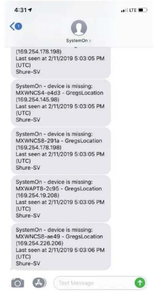 SHURE SystemOn - Notifications et alertes - 1