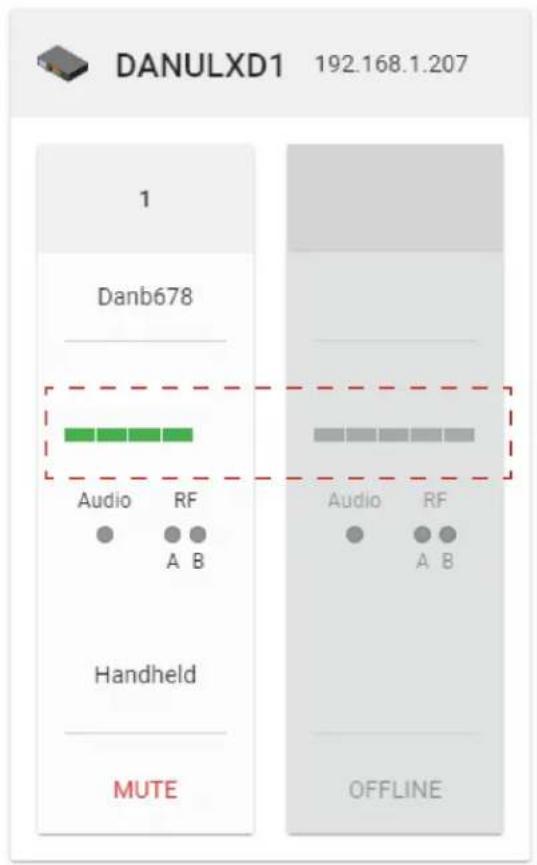 DANULXD1 192.168.1.207 1 Danb678 Audio RF A B Handheld MUTE Audio RF A B OFFLINE