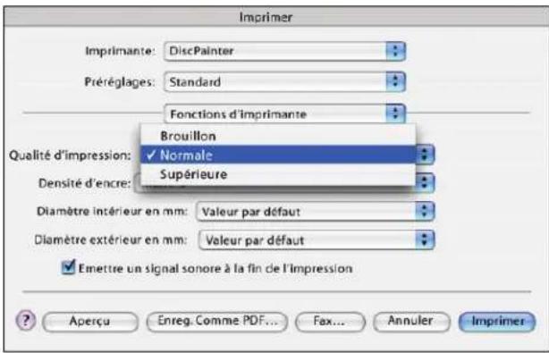DYMO DiscPainter - Pour selectionner un parametre de qualite d'impression - 1