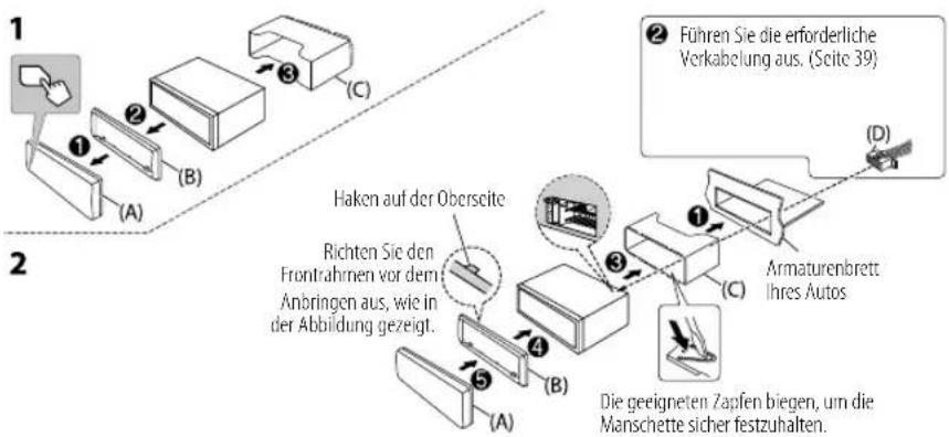 JVC KDX272DBT - Einbau der Einheit (Einbau im Armaturenbrett) - 1