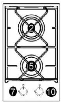Glem Gas GV64TXBK - DESCRIPCION PLACAS DE COCCION - DESCRIPTION OF HOBS DESCRIPTION DES TABLES DE CUISSON - DESCRIZIONE DELL'APPARECCHIO DESCRIÇÃO DO APARELHO - 2