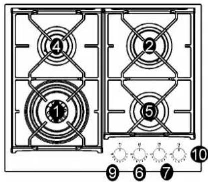 Glem Gas GV64TXBK - DESCRIPCION PLACAS DE COCCION - DESCRIPTION OF HOBS DESCRIPTION DES TABLES DE CUISSON - DESCRIZIONE DELL'APPARECCHIO DESCRIÇÃO DO APARELHO - 5