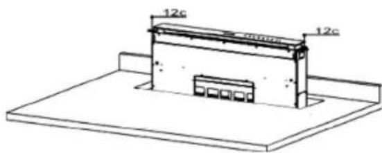 GRUNDIG GEDD 5481 XB - De luifel van de afzuigkap invoeren in het steunoppervlak van beneden - 5