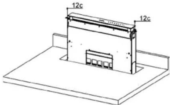 GRUNDIG GEDD 5481 XB - De luifel van de afzuigkap invoeren in het steunoppervlak van bovenaan - 5