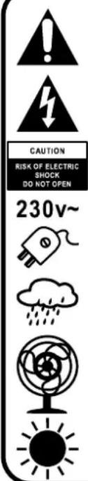CAUTION RISK OF ELECTRIC SHOCK DO NOT OPEN 230v~