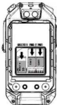 RugGear RG725 - Установка аккумуляторной батареи, SIM-карты Nano и карты Micro SD - 2
