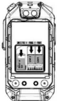 RugGear RG725 - Installer et retirer la batterie ; Installer la carte Nano-SIM et la carte Micro SD - 2