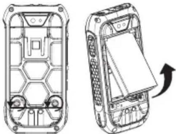 RugGear RG360 - Instalar a bateria/instalar o cartao Micro SIM e o cartao Micro SD - 1