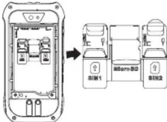 RugGear RG360 - Instalar a bateria/instalar o cartao Micro SIM e o cartao Micro SD - 2