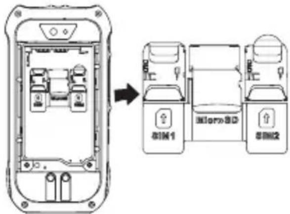 RugGear RG360 - Colocar y quitar la batería/Colocar la tarjeta micro SIM y la tarjeta micro SD - 2
