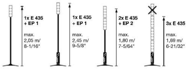 HK AUDIO E 835 - Combinaisons d'un trépied EF 45, d'un tube de couplage EP 1 ou EP 2 et d'éléments Mid/High E 435 (ou E 835) - 1