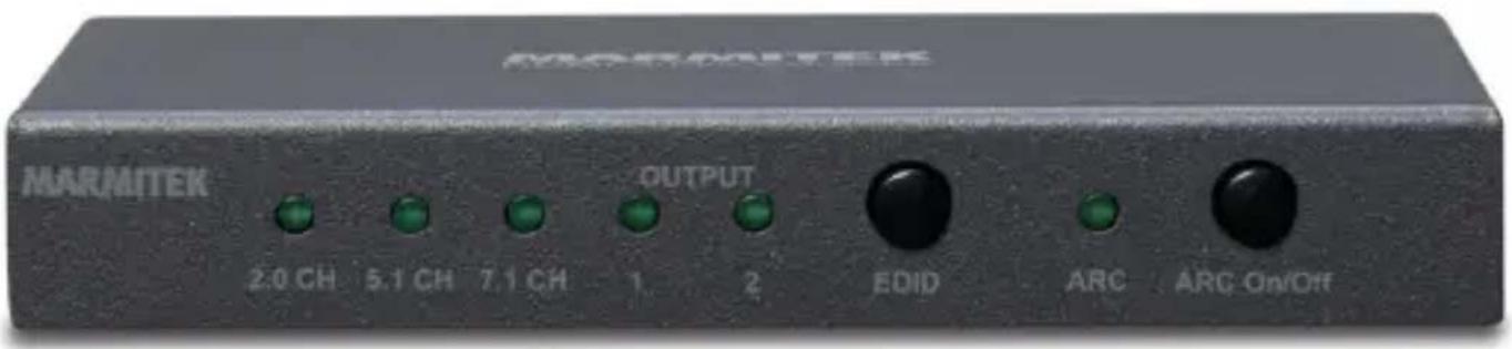 MARMITEK 2.0 CH 5.1 CH 7.1 CH OUTPUT 1 2 EDID ARC ARC On/Off