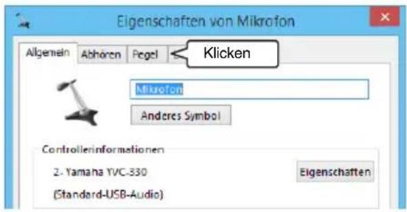 YAMAHA YVC330 - Klicken Sie auf das Register „Pegel“. - 1