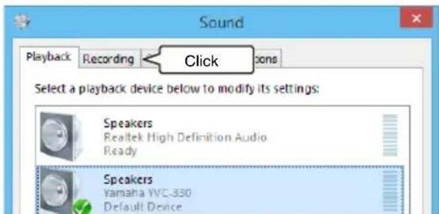 YAMAHA YVC330 - Click the "Recording" tab. - 1