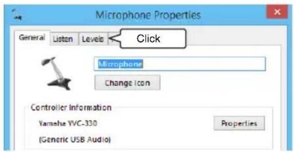 YAMAHA YVC330 - Click the "Levels" tab. - 1