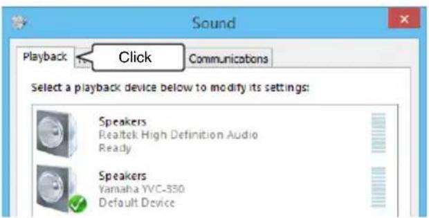 YAMAHA YVC330 - Click the "Playback" tab. - 1