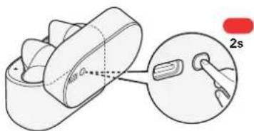 DENON AHC630W - Le couvercle du boîtier de recharge étant ouvert, appuyez longuement sur le bouton multifonction pendant environ 2 secondes. - 1