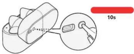 DENON AHC630W - Le couvercle du boîtier de recharge étant ouvert, appuyez longuement sur le bouton multifonction pendant environ 10 secondes. - 1