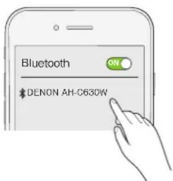 DENON AHC630W - Sélectionnez "DENON AH-C630W" dans la liste des appareils affichés sur l'écran du dispositif bluetooth. - 1