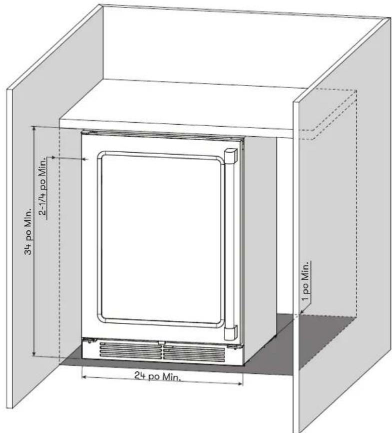 Zephyr Presrv PRPW24C02AG - Espace libre requis pour l'installation - 1