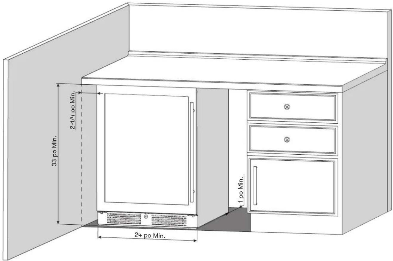 Zephyr Presrv PRW24C02AGADA - Espace libre requis pour l'installation - 1