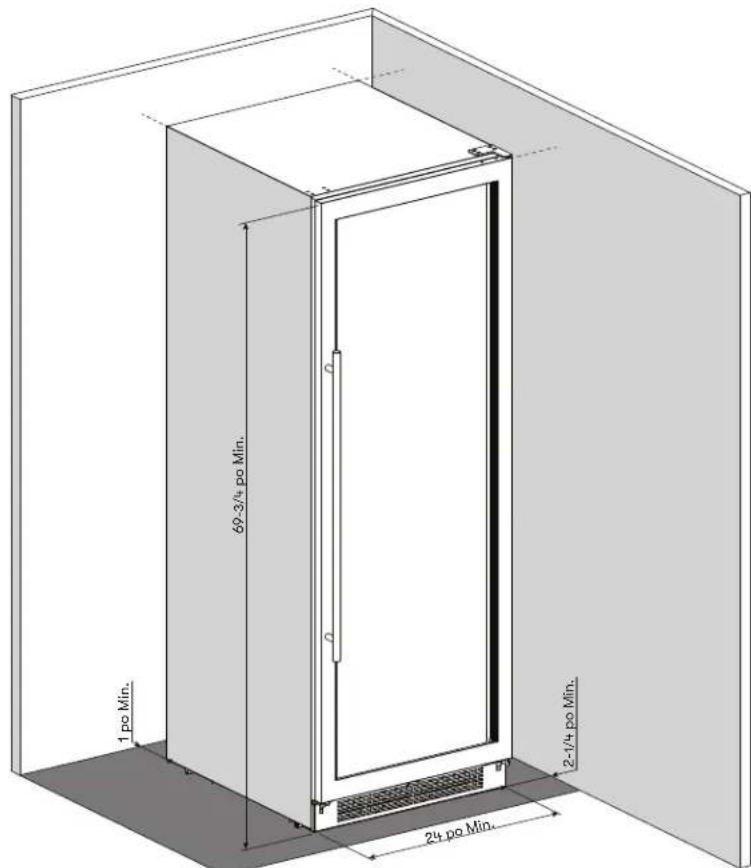 Zephyr Presrv PRWB24F02AG - Espace libre requis pour l'installation - 1