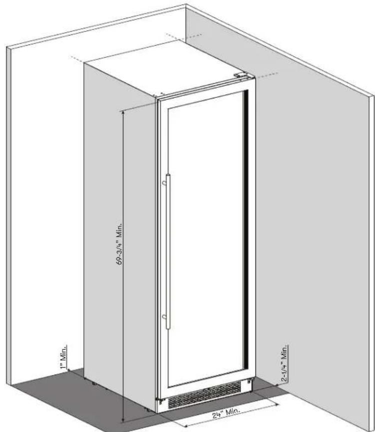 Zephyr Presrv PRWB24F02AG - Installation Clearance Requirements - 1